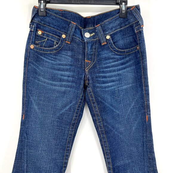 Vintage True Religion Y2K Dark Wash Flare Jeans Made in USA Women's 28 - Picture 2 of 8
